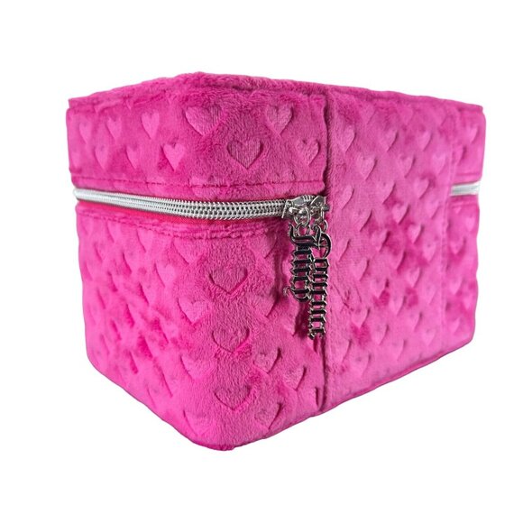 Juicy Couture Terry Hearts Pink Hard Train Case Travel Cosmetic Makeup Bag NWT - Picture 5 of 7
